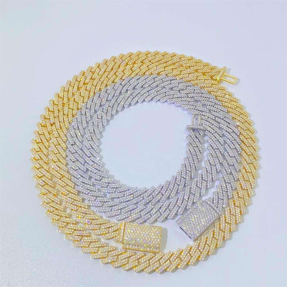 2025 Real Moissanite Cuban Choker Necklace, stylish men's and women's 8/10/12/15mm S Sterg Sier Hip Hop Dia Tennis necklace