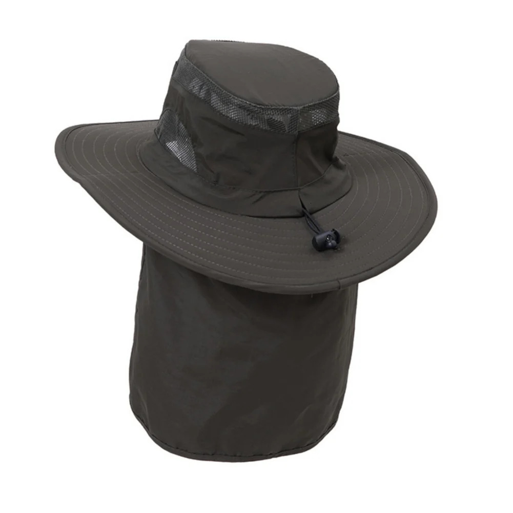 2in1 Summer UV Proteciton Bucket Hat With Back Neck Flap Cover Unisex Outdoor Safari Hiking Fishing 250304