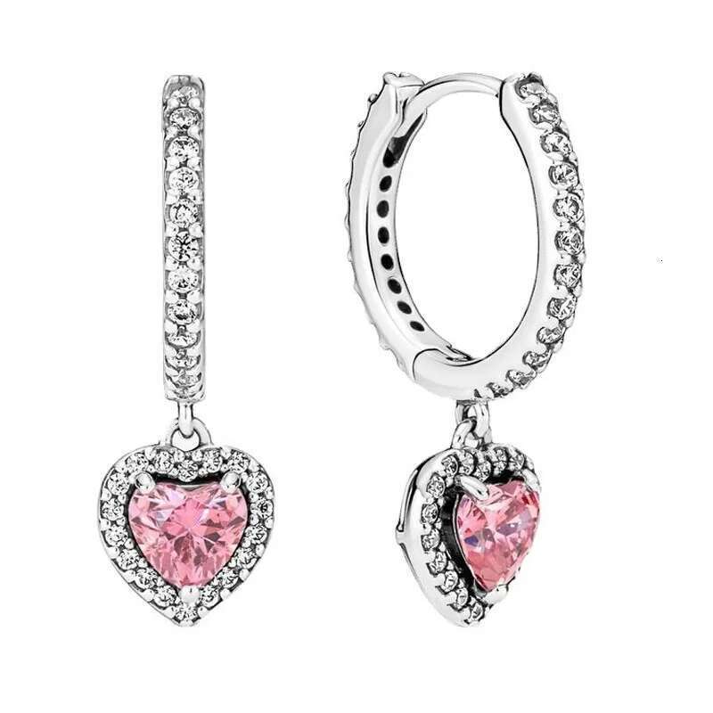 Sweet 925 Sterling Silver Leaf Flower Wings Double Love Zircon Pendant Earrings Ladies Fine Jewelry Gift For Valentine's Day