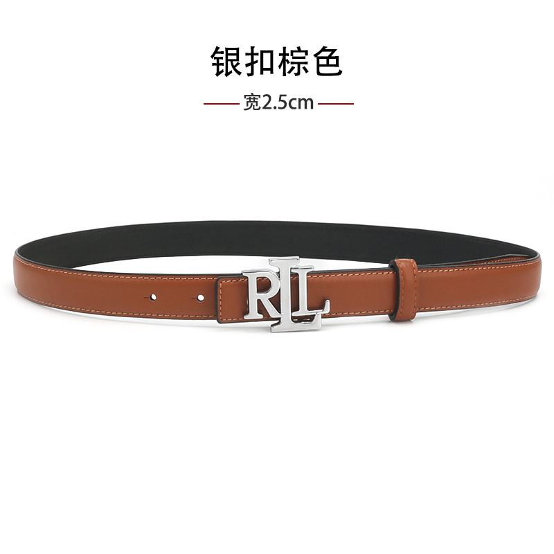 Brown Belt Luxury Designer Silver Belt Buckle Women's Belt With Box