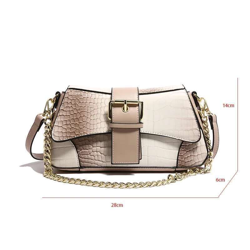 Purple Shoulder For Women Brand Designer Handbag And Purse Crocodile Pattern Leather Underarm Crossbody Bag