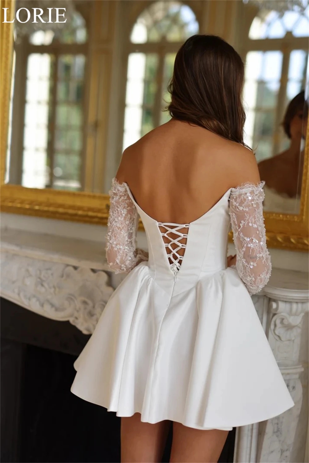 Elegant Short Wedding Dresses Strapless A-Line Ruffles Lace Appliques Beading Pleated 2025 Mini Sexy Bridal Gown Valentines Day Vestido De Novia