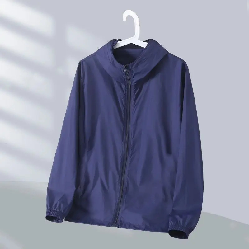 Ice Shreds Breathable Comfort Skin Friendly Cool Solid Color Windproof Outdoors Anti Scratch Mens Sunscreen Jacket Summer 250313