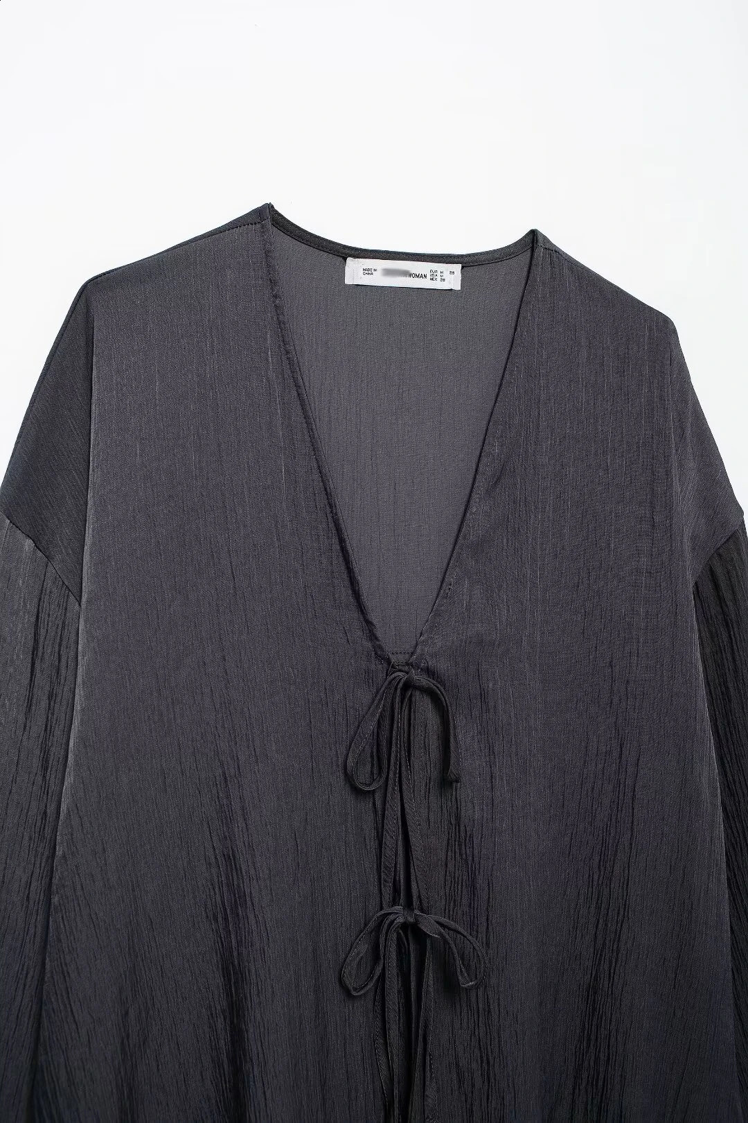 TRAF Satin Casual Blouses Woman Tied Summer Womens Tunic Oversized Shirts and Blouses for Women Long Sleeve Lady Blouses 250313