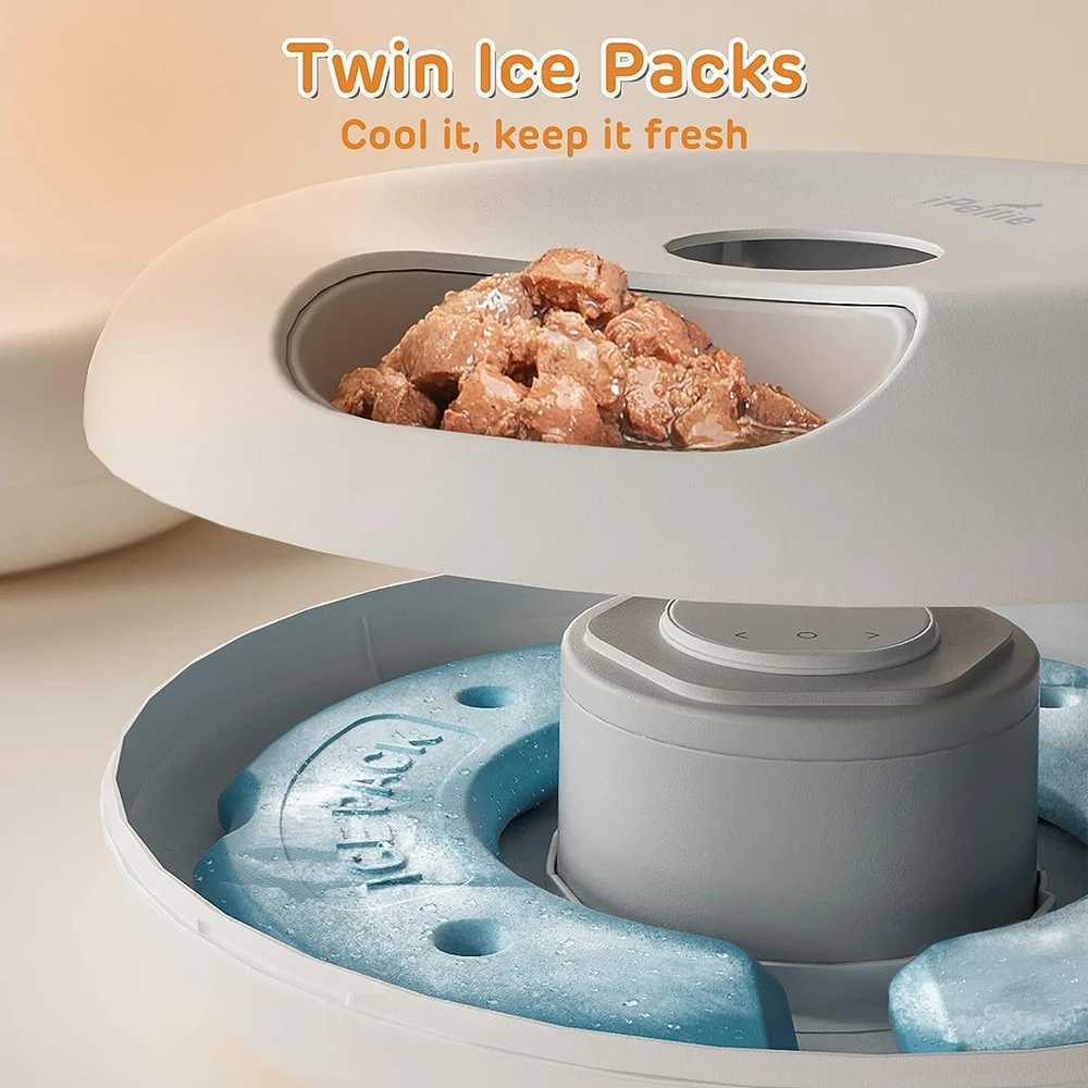 6-Meal Cordless Automatic Pet Feeder Wet and Dry Food Automatic Cat Feeder with Two Ice Packs Programmable Timer with LED DisplaC250313