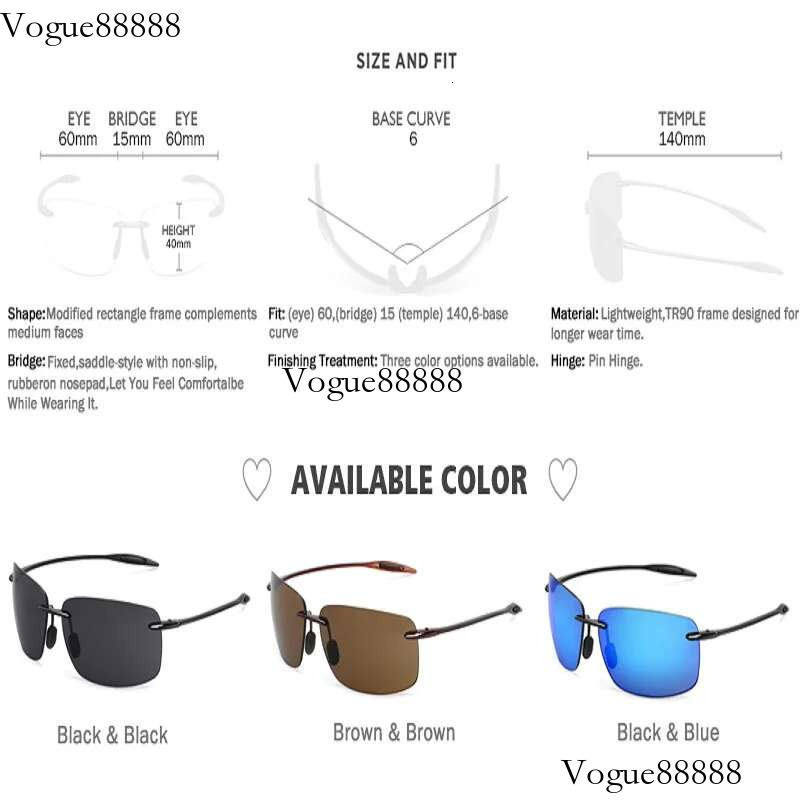 MAXJULI Men Sunglasses Classic Fashion Driving Sports Sun Glasses Rimless Male Female TR90 Frame UV400 Women's Eyewear 8009