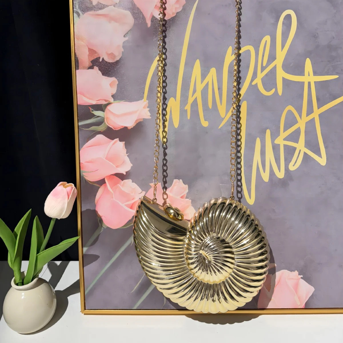 JIOMAY Personalized Fashion Conch Acrylic Bag er Handbags High Quality 2024 Exquisite Gold Purse Portable Shell Bag 250305