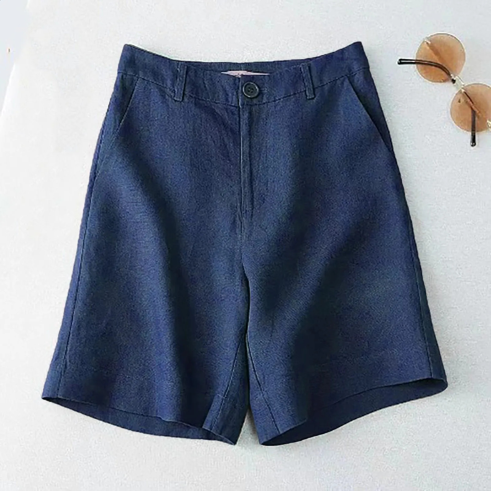 Elastic Breathable Loose Half Length Pants Womens Shorts With Pocket Shorts Sports Fashion Cotton Linen Korean Style s Botto 250313