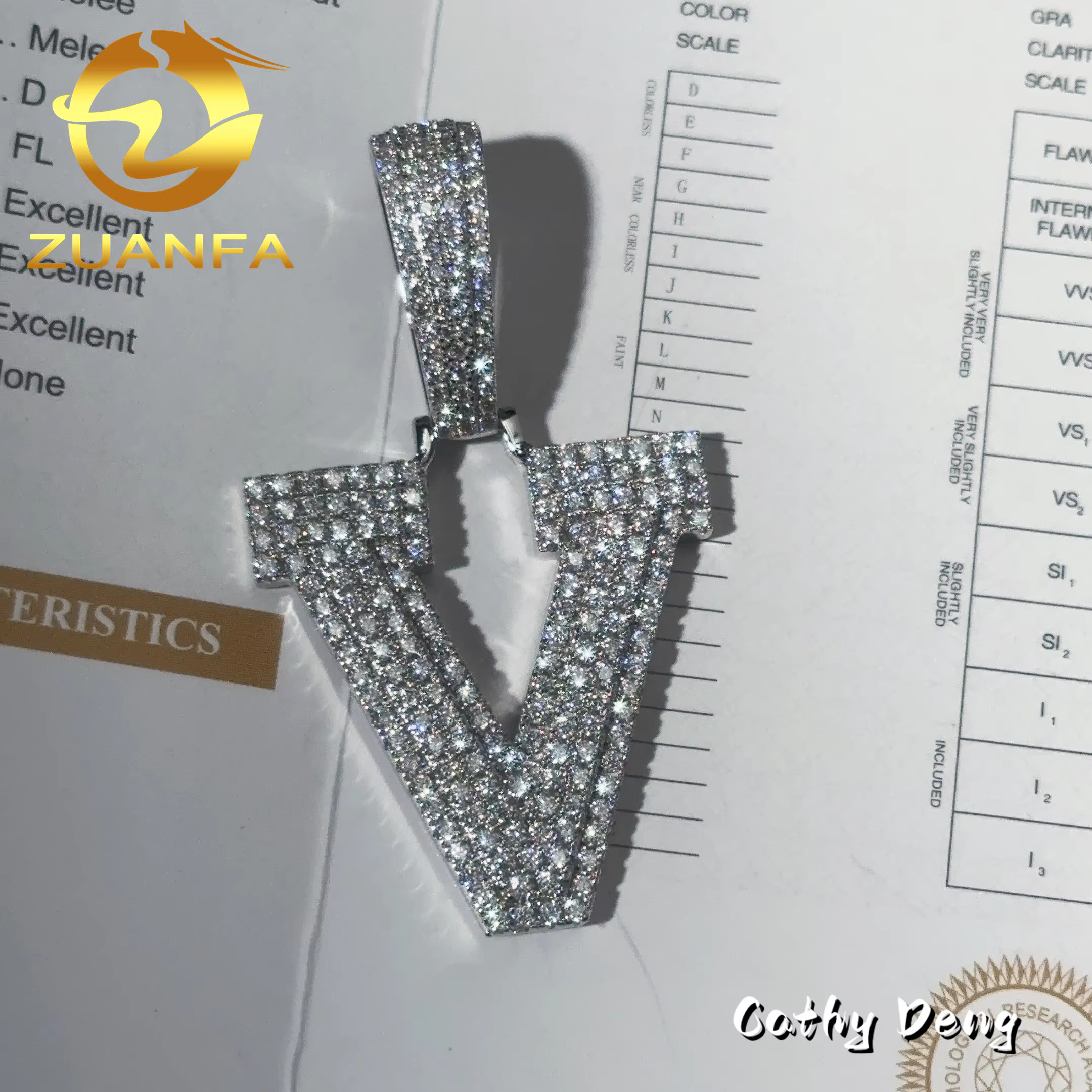 Ready to Ship Single Letter Iced Out Pendant Moissanite Pendant 925 Silver Number 0-9 Hip Hop Pendant for Daily Wear