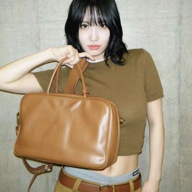Women's Bags Genuine Leather Women's Briefcase Niche Large Capacity Retro Handbag Crossbody Temperament Brown Shoulder Bag