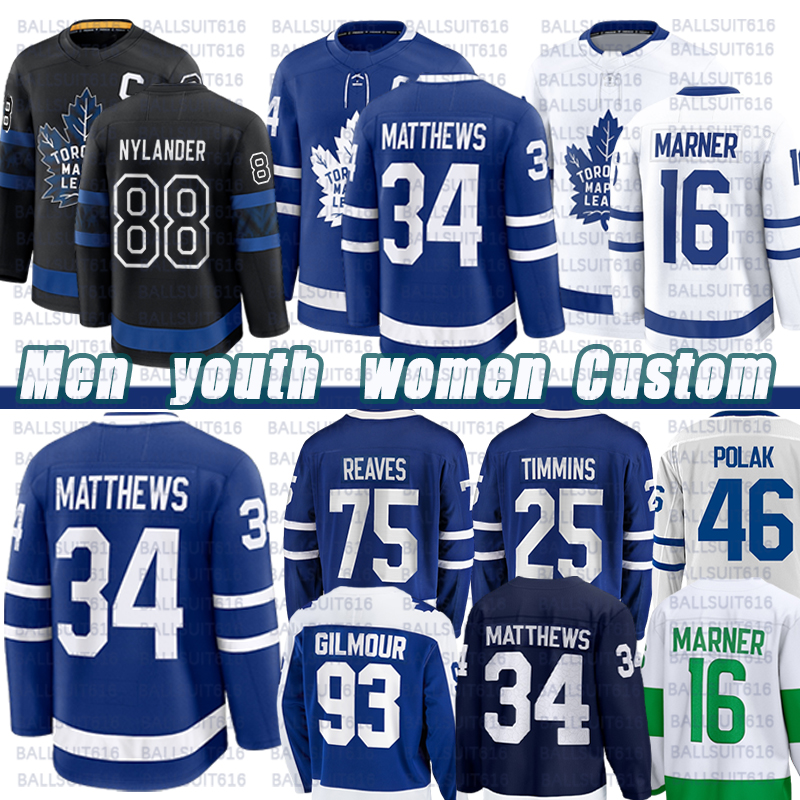 Maple Leafs Jersey #34 matthws Jersey #16 Mitchell Marner Jersey #88 William Nylander Wendel Clark Jake Muzzin Torontos Hockey Jerseys
