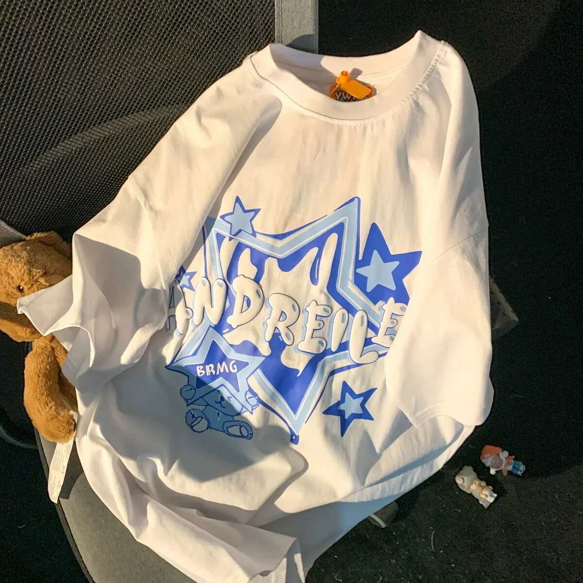 Summer Shirt Oversized Tee Stars Print Tshirt For Women Men Casual Loose Short Sleeve Tops Graphic T Shirts Y2k Top