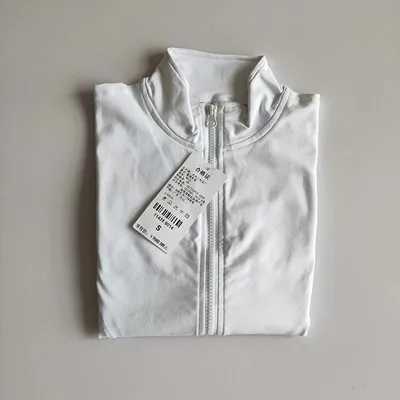 Active Shirts Tees Womens sports running long sleeved stand up collar zipper gym quick drying shirt womens short jacket Y250312HY2V