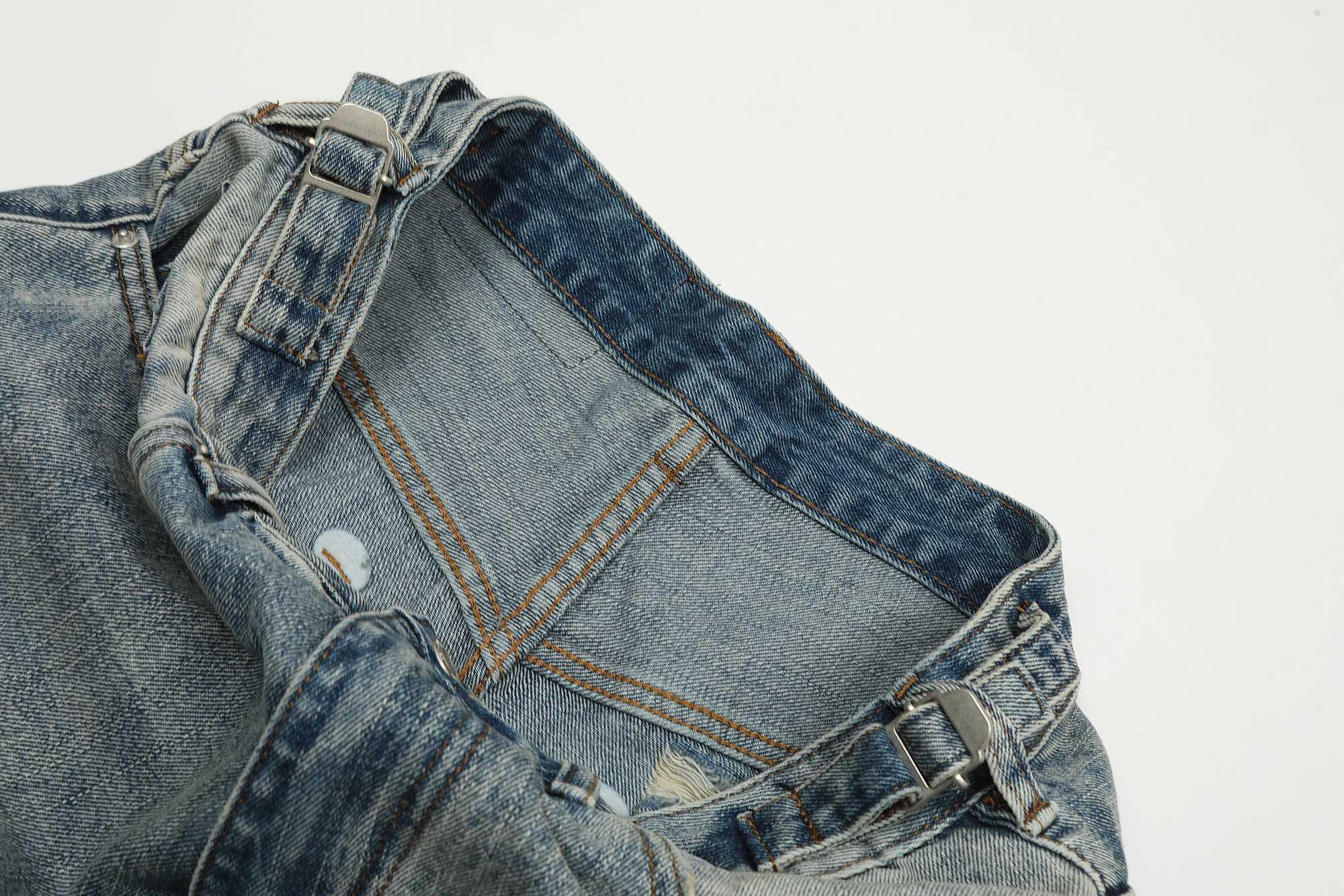 MIJKO blue ripped shorts Y2k jeans mens streetwear jeans hip-hop denim shortsXJ250313