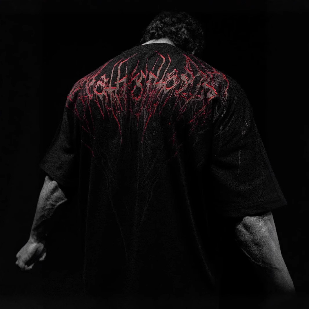 Breathedivity American street fashion brand dark style BD loose plus size pure cotton mens short sleeved T-shirt 250222