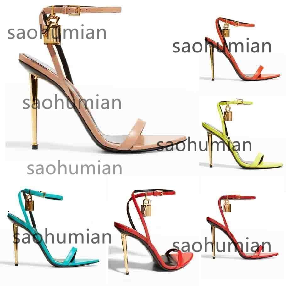 sandals pointy toe padlock Lock 105mm gold heels Bicolor Ankle-Strap Sandals naked leather pop ford fordd tomfod tom tomfordism tomforrd tomfordds heel sandals