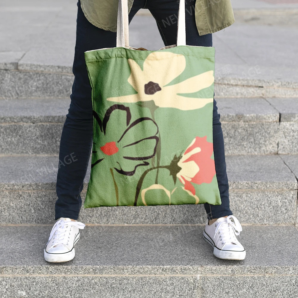 Canvas shoulder bag organization storage Handbags cosmetics travel Womens bag Shopping Fabric pouch nordic boho grocerie R250312