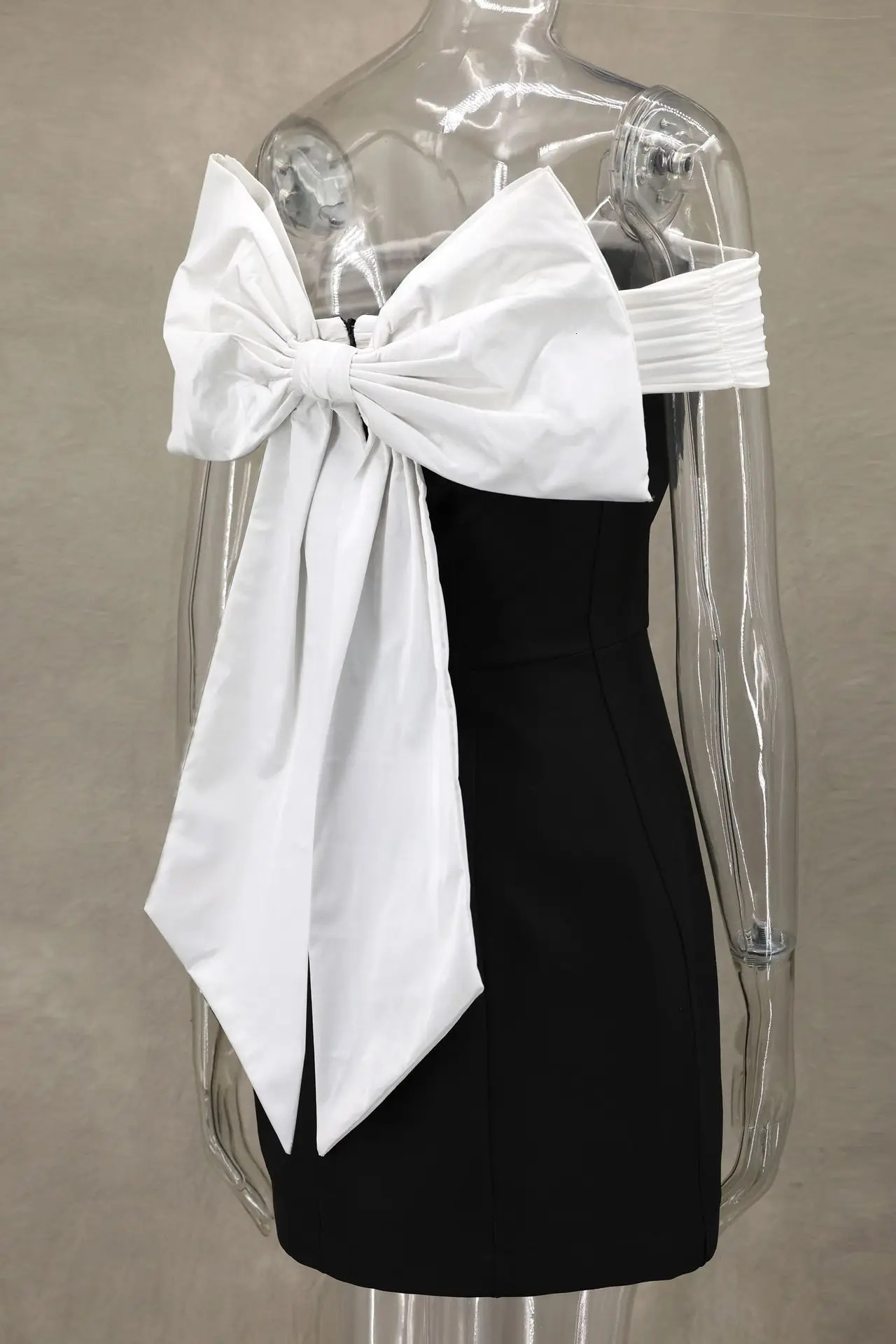 SpringSummer Womens Sexy Strapless and Backless 3D Bow Mini Dress Fashion Contrast Color Body High Waist Tank Top 250313