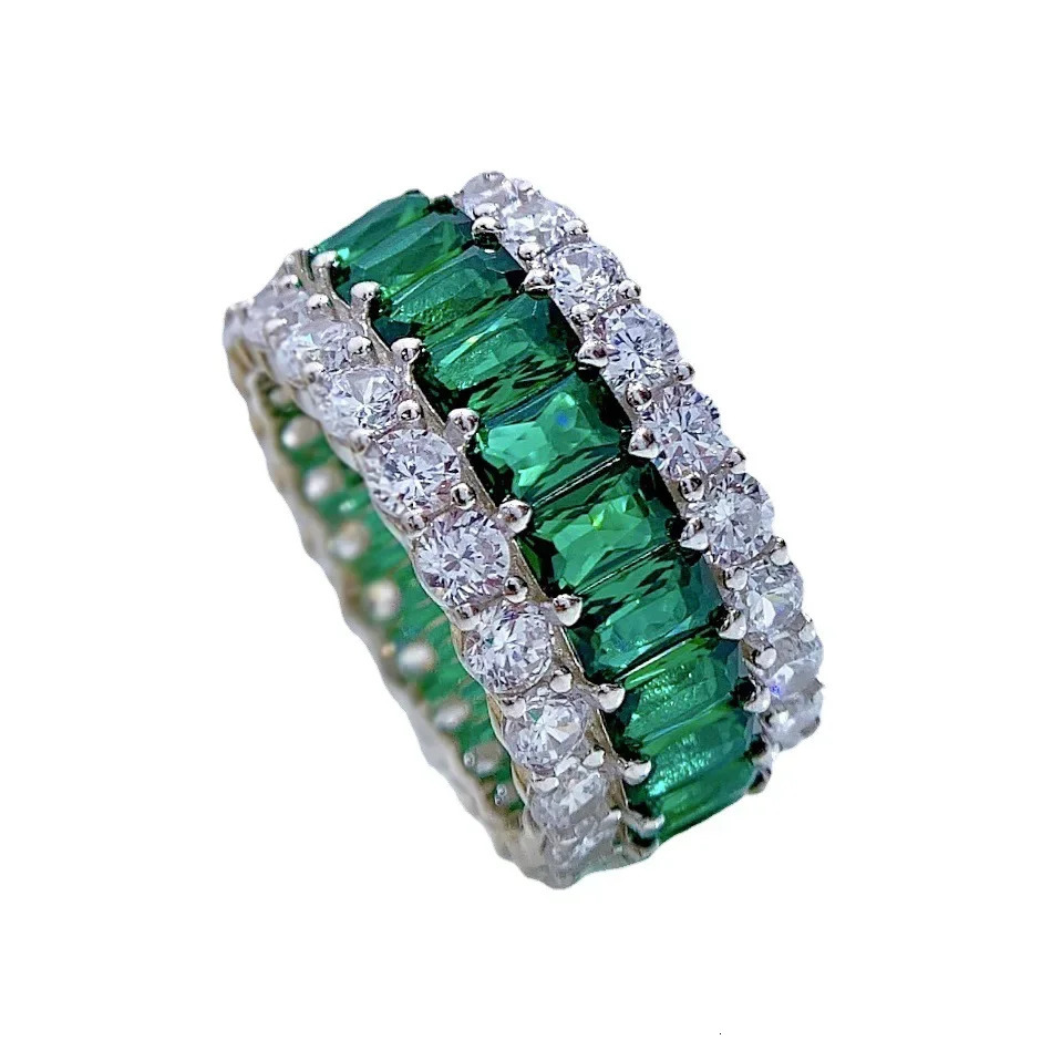 SpringQiaoer 925 Real SIlver Cocktail Big Rings for Women Created Emerald Ruby Sapphire Gemstone Wedding Bands Jewel 250221