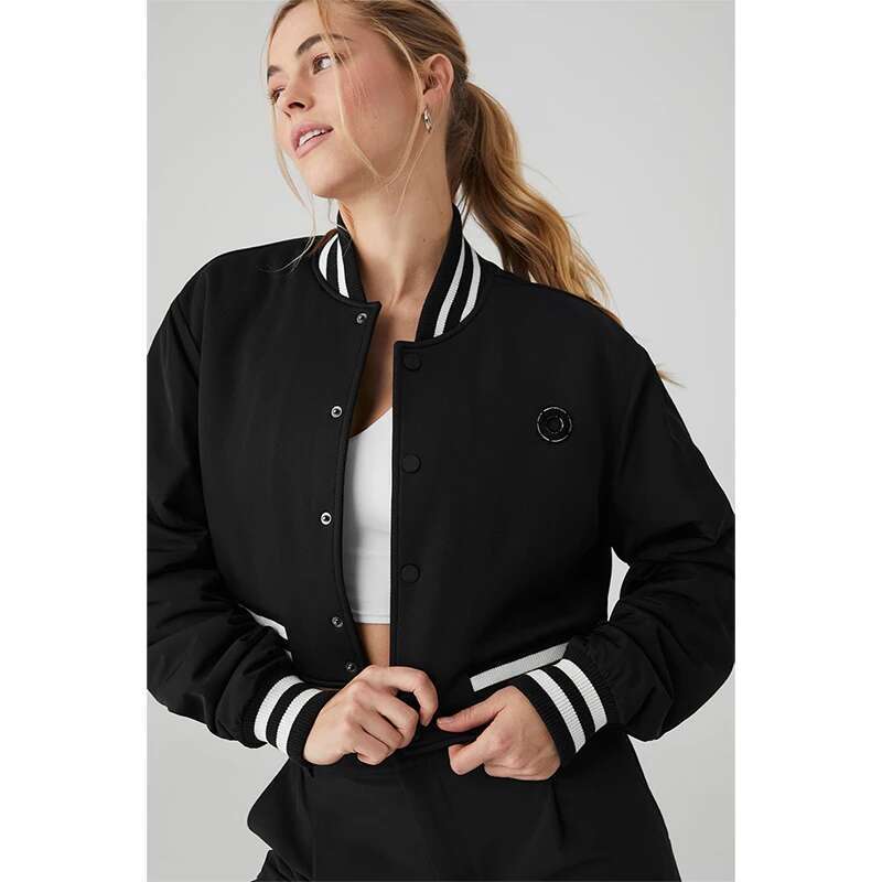 New Cropped G.O.A.T Jacket Women's Fashion Retro Letter Patch Full Button Ribbed Cuffs Slanted Pocket Warm Coat