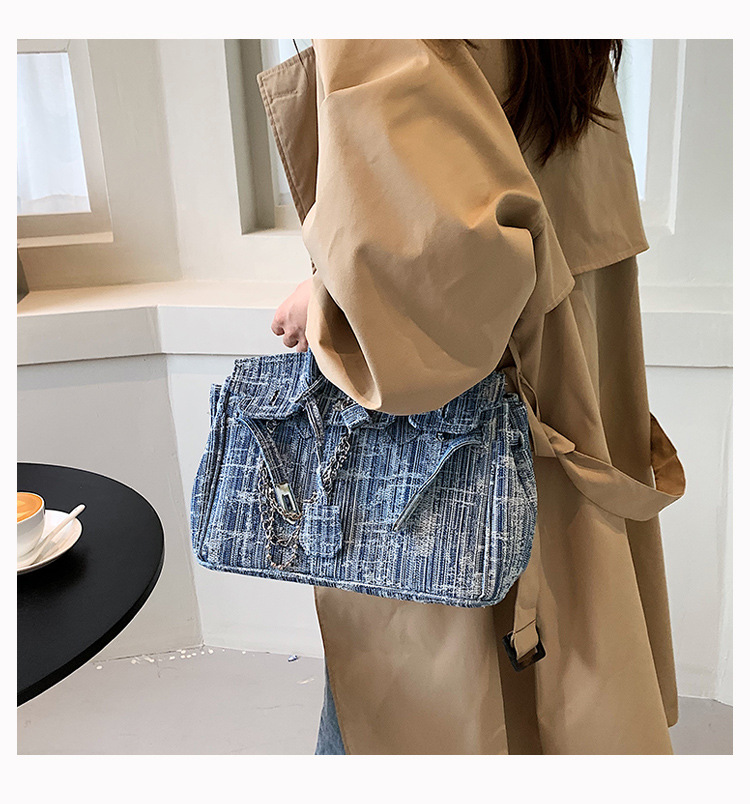 Women's Totes Spring and summer new denim blue large-capacity commuter shoulder bag