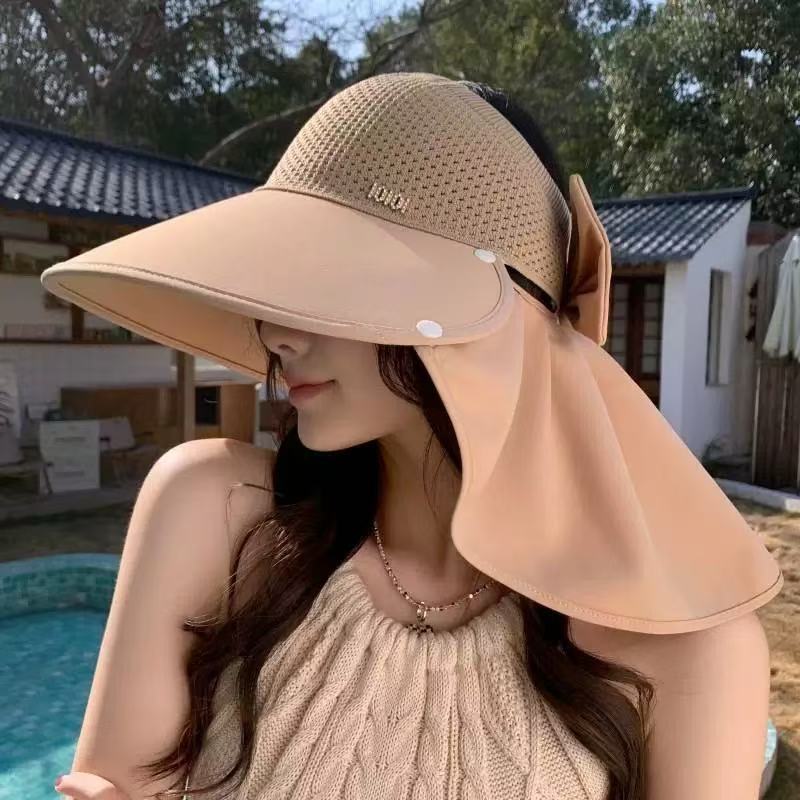 baseball cap New Large brimmed Sunshade for Women's Summer Seaside Breathable Grass Weaving Face Covering Lace Beach Sunscreen Hat