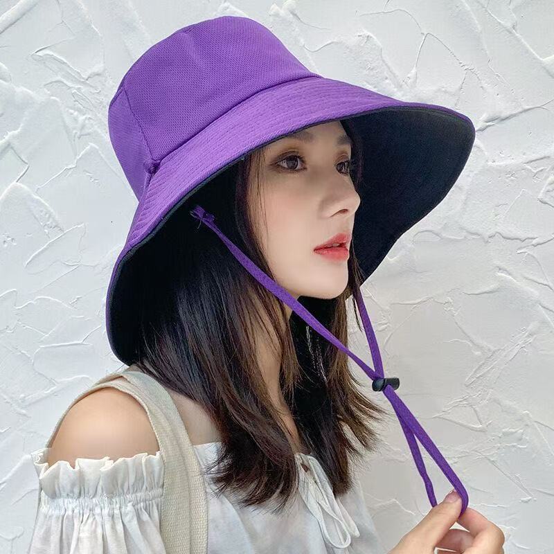 Fisherman's 2025 spring summer women's new travel with large brim to cover the face and a double-sided sun protection hat for outdoor wear b