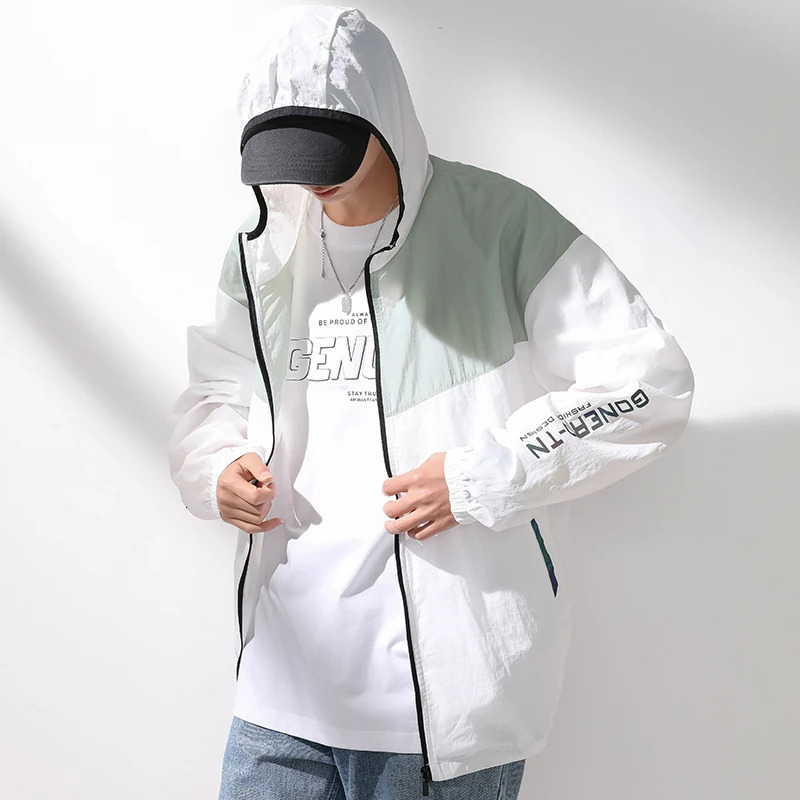 Mens highquality ice silk sunscreen set ultrathin breathable fast drying outdoor sports UV protection casual jacket 250313