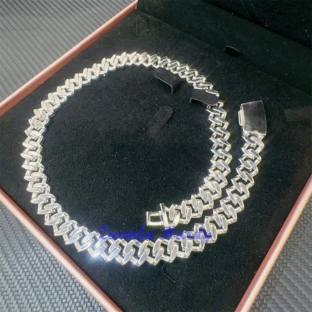 Pass Diamond Tester VVS Moissanite Diamond Necklace 13.5mm Hip Hop Style Necklace Moissanite Cuban Link Chain