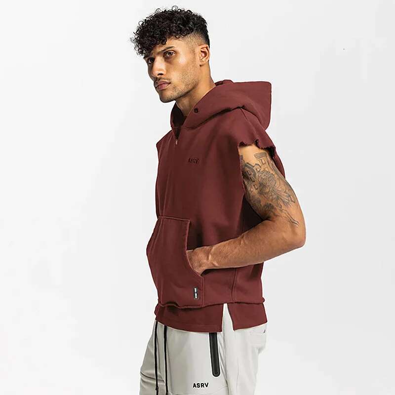 Mens Brand Gyms Clothing Bodybuilding Hooded Tank Top Cotton Sleeveless Vest Sweatshirt Fiess Workout Sportswear Tops Male