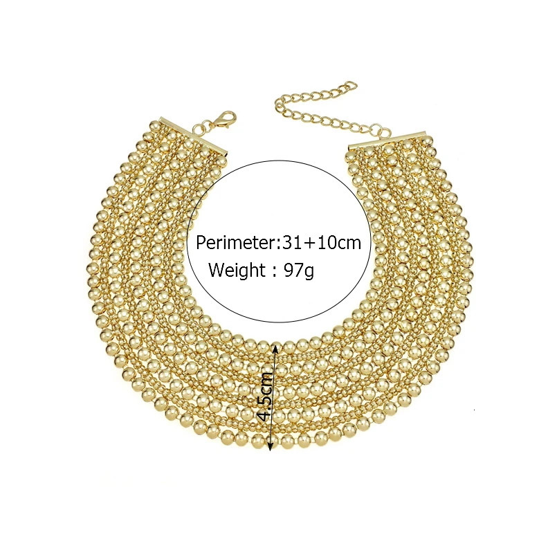 UKEN Metal Beads Chain Chunky Maxi Necklaces For Women Fashion Choker Collar Statement Necklace Vintage Jewelry Wedding Party250305