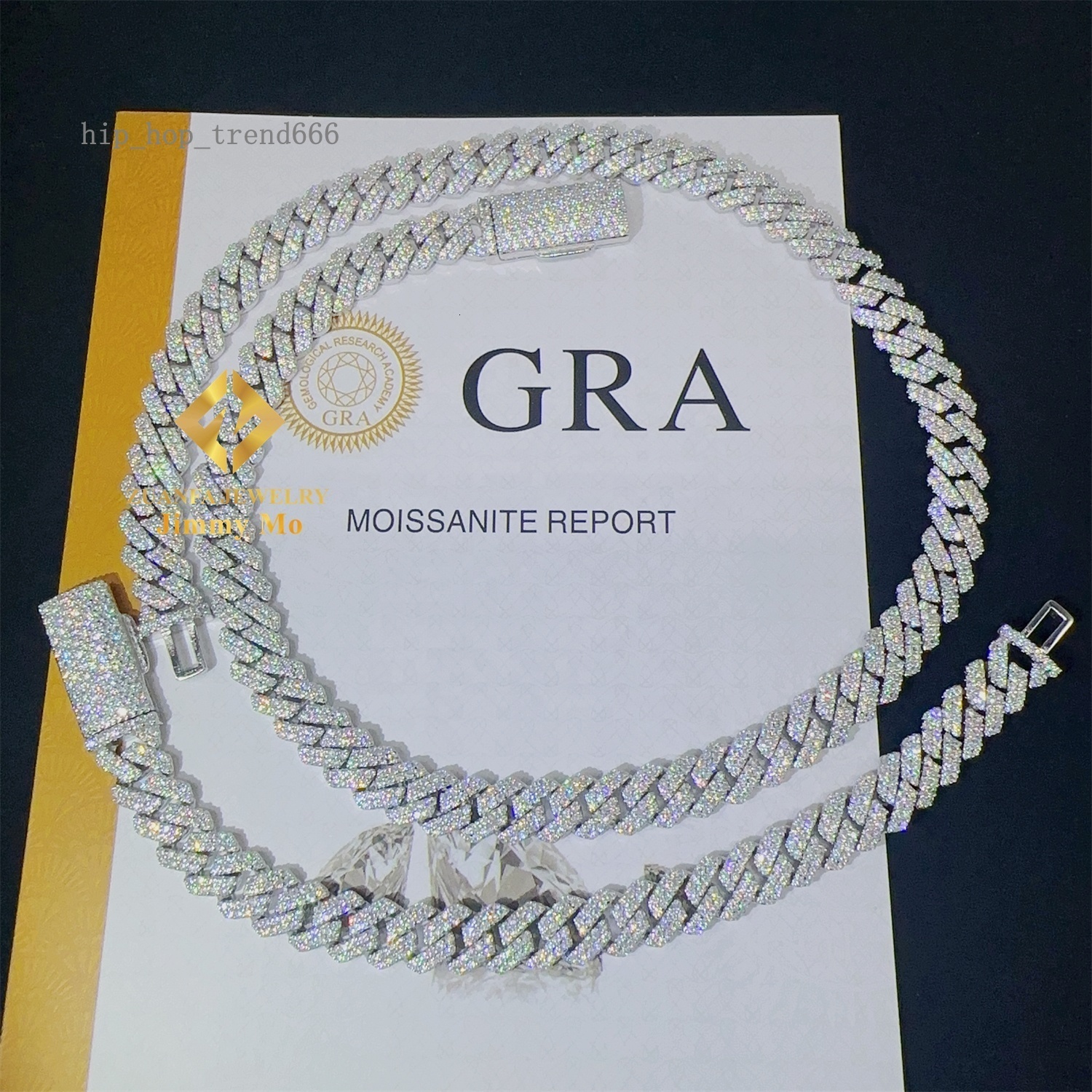 Hot Selling Pass Diamond Tester 8mm Two Rows Pass Diamond Tester Iced Out Hip Hop VVS1 Moissanite Cuban Link Chain Necklace