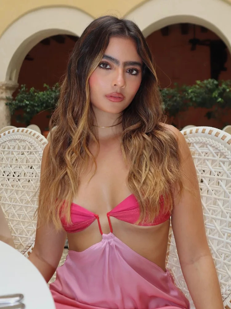 Fashionable gradient hollow long skirt elegant womens cut satin shoulder dress summer street party 250313