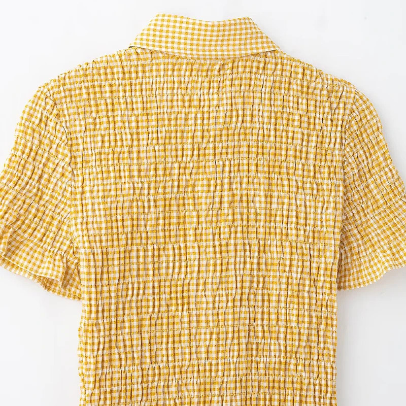 Willshela Womens Fashion Plain Single Chest Mini Dress Retro Collar Short Sleeve 250313