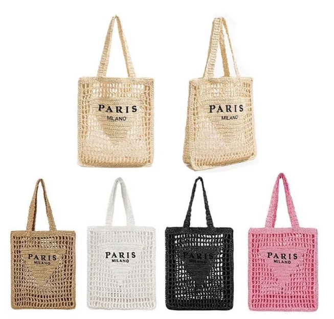 Summer Outdoor Colourful Designer Large Capacity Tote Beach Handbags Straw Bags Shopping Bags High Quality Fashion Travel Woven Bags