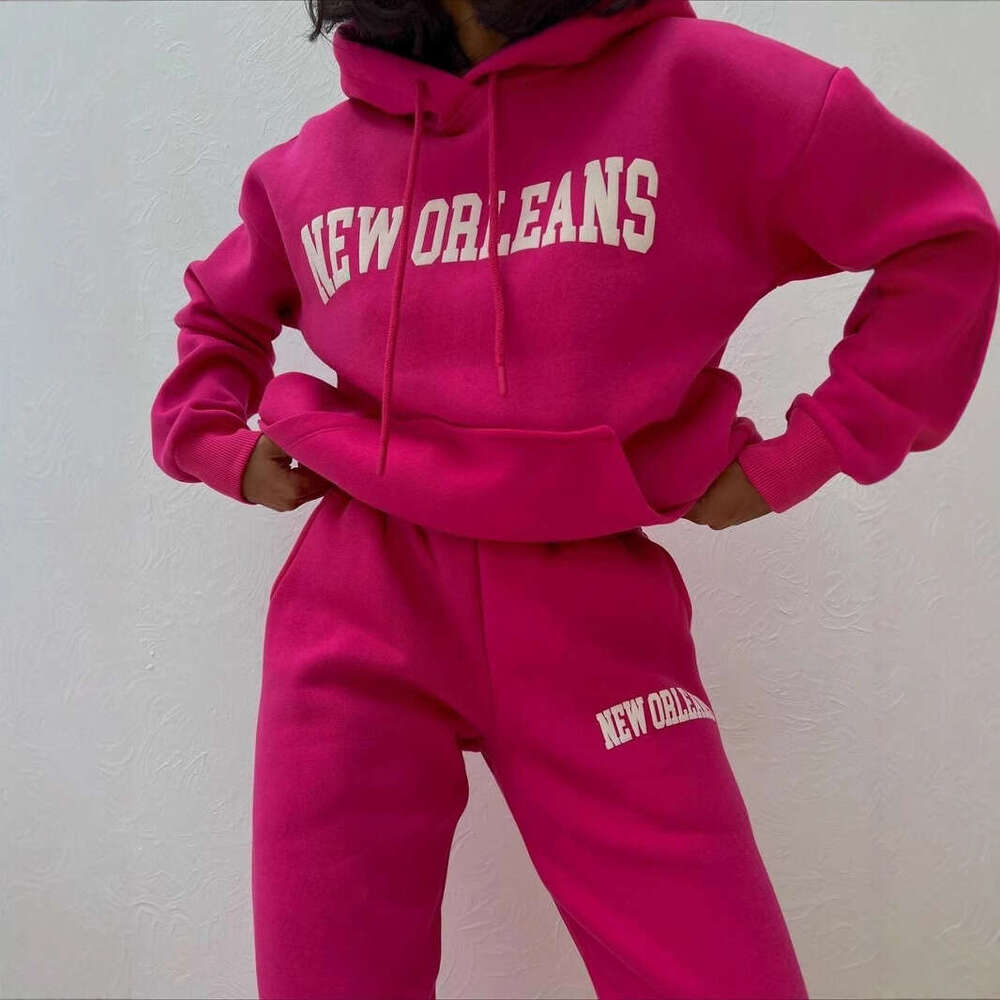 Autumn/Winter New Fleece Women's Sports and Leisure Hoodie Set for Women