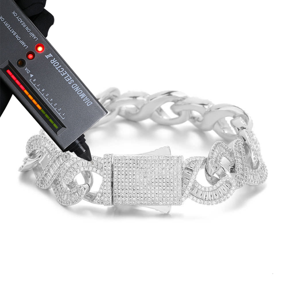 Mixed inlay Jewelry Hip Hop D Color Moissanite Cuban Necklace Ice Out 925 Silver Baguette VVS Cuban Link Chain Men Gift