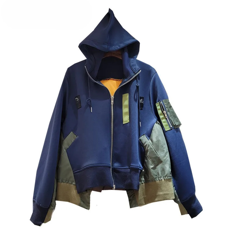 Autumn And Winter New Loose Ing Thickening Color Matching Zipper Jacket Hoodie Slimming Top Women's Coats Outwear