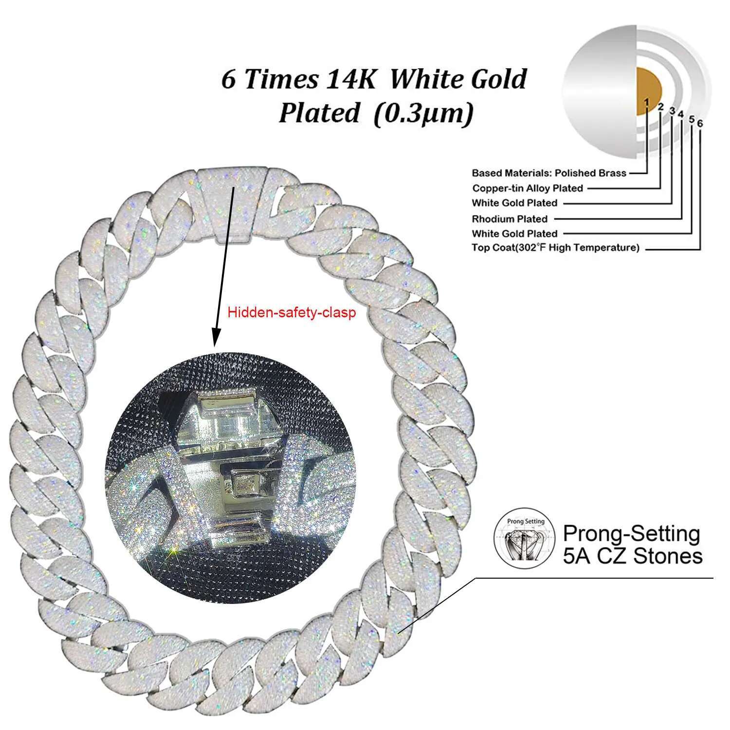 Jewelry 22mm Dia Chain Men Iced Out Bg CZ Sier/Gold Plated Rapper Hip Hop Thick Cuban k Necklace Gift for Him