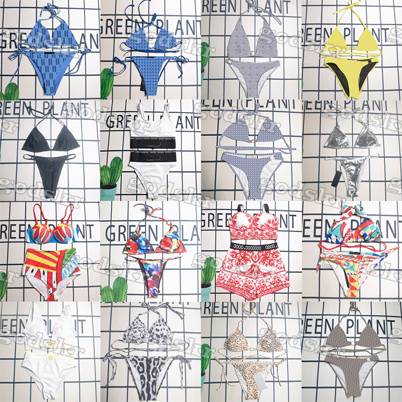 Women Luxury Printed Swimwear Sexy Halter Bikinis Set Push Up Swimsuit Summer Beach Vacation Bikini Swimming Surfing