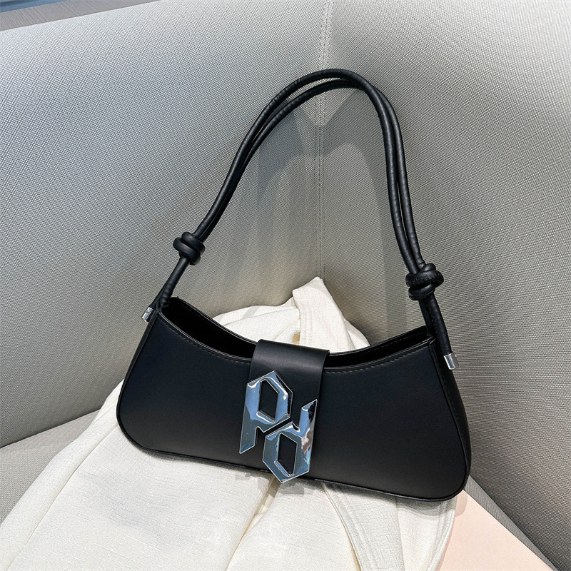 Bags Texture For Women's Bag Summer New Solid Color PU Underarm Bag, Stylish Commuting Handbag