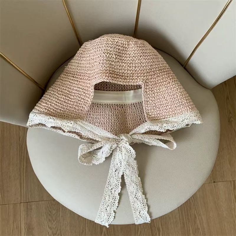 baseball Grass cap Sunshade 2025 Summer Lace Strap Fisherman's Beach Sunscreen Sun Hat Hollow out
