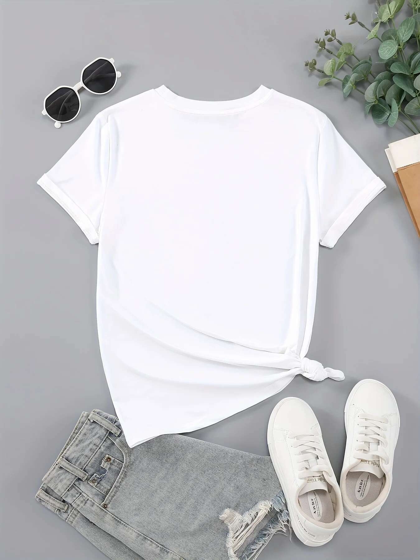 Women's Casual Short Sleeve T-Shirt P Romantic Print - Crew Neck Polyester Knit Fabric Tee With