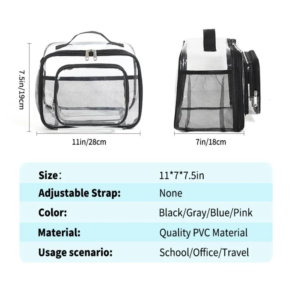 Outdoor PVC Travel Handbag Transparent Waterproof Shopping Storage Tote Bag Zipper Large Capacity Clear Picnic Bag R250312