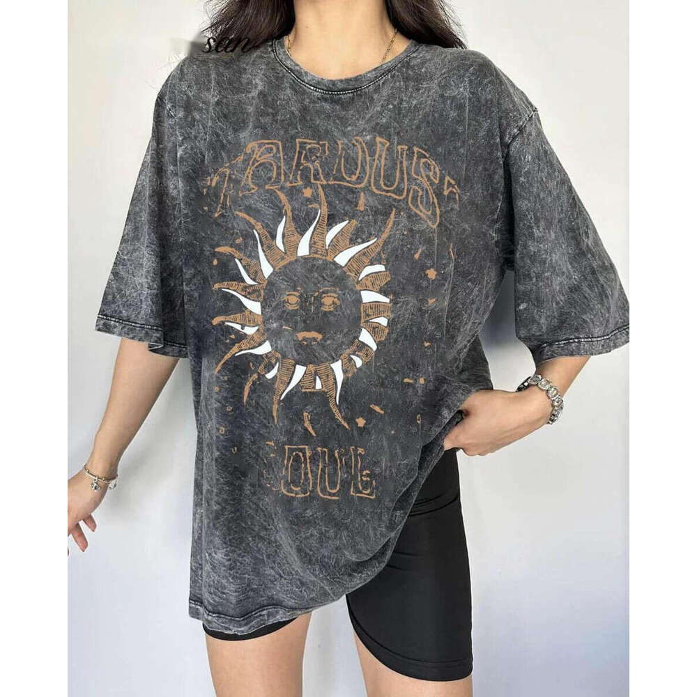 Acid Washed Vintage Streetwear Hip Hop Punk Haruku Print T Shirt Women Casual Cotton Short Sleeve Tops Y2k