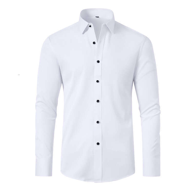 Four sided elastic non ig long sleeved shirt with silk gloss and vertical feeg, European men's shirt, 2025 temperament versatile new trend clothi