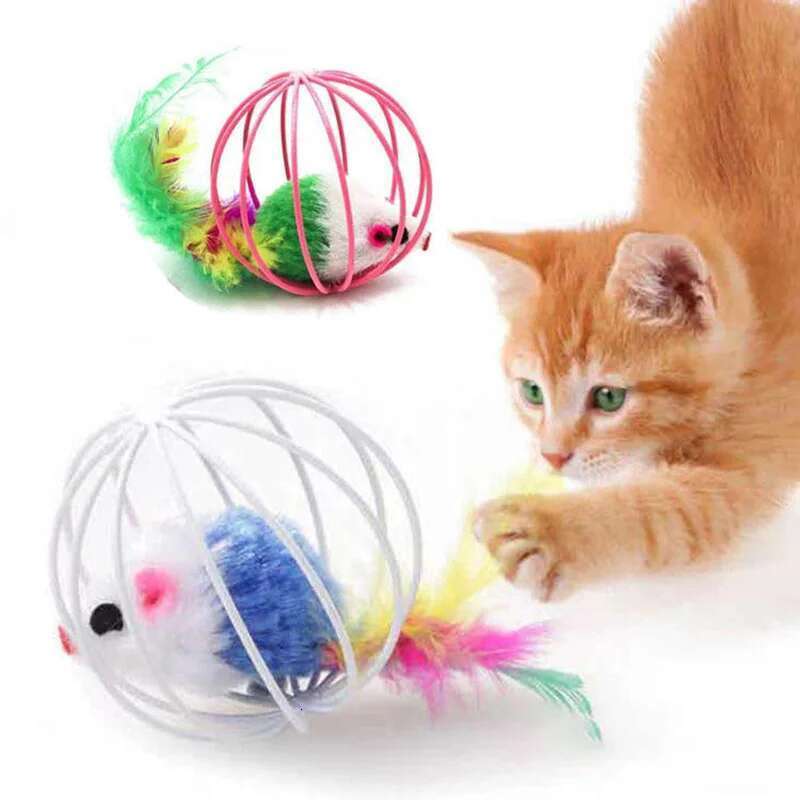 Popular Colorful In Cage Within Sand Interactive Chase Cat Mouse Toy