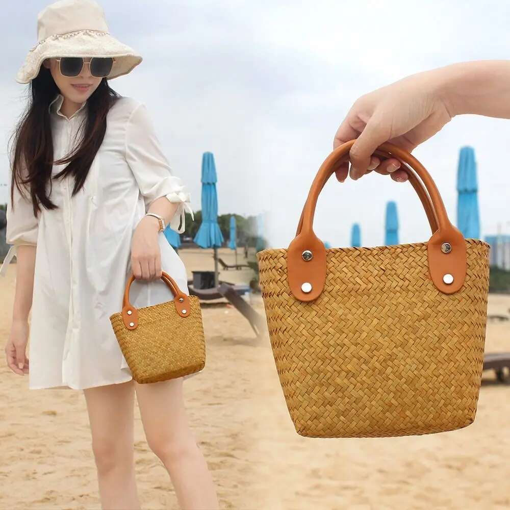 NEW Straw Woven Women Summer Beach New Versatile Shoulder Fashion Rattan Handbag Tote Bag Large Capacity