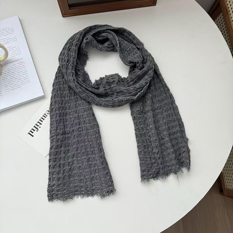 T279 scarf female 2025 new warm long scarf plain ethnic style literary shawl neck collar