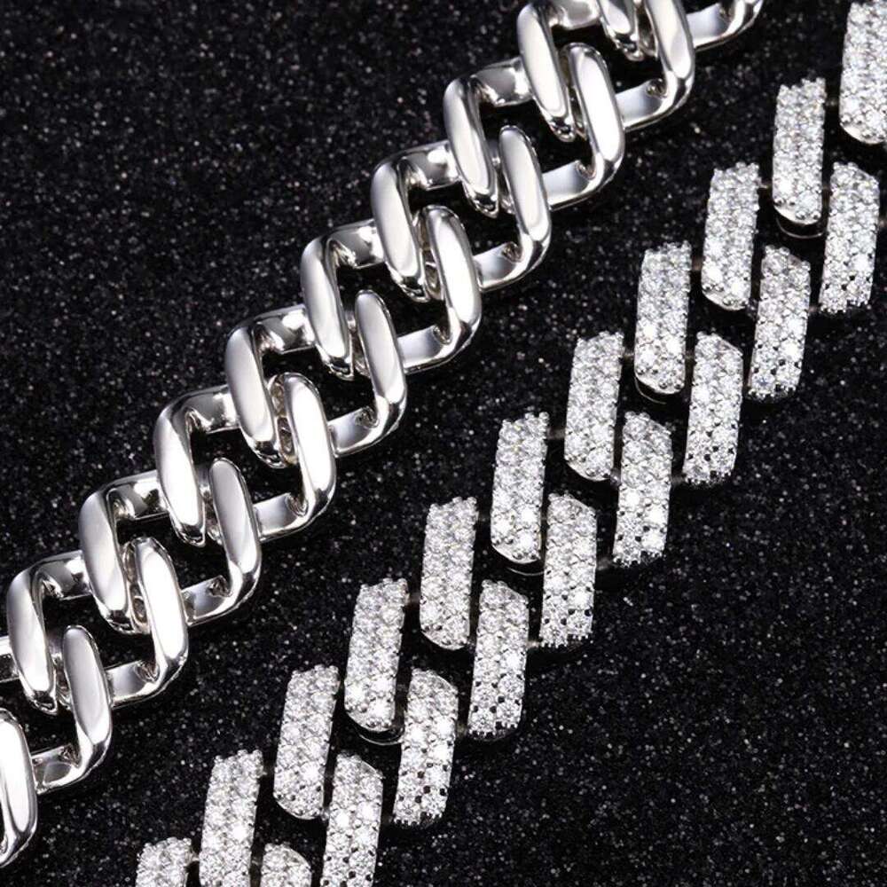 designer custom s hip hop rapper singer vvs dia moissanite cuban k chain 14mm wide 2 row baguette iced out sier hiphop necklace